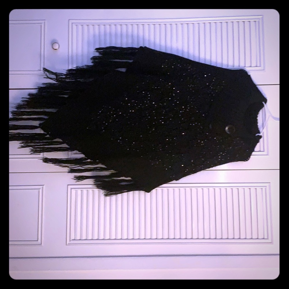 Beautiful Black Poncho with Gold specs in front